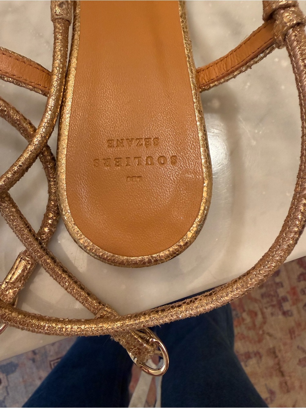 Sesame Gloria Low Sandals — Gold, size US 7, Fr 38 - Picture 5 of 6